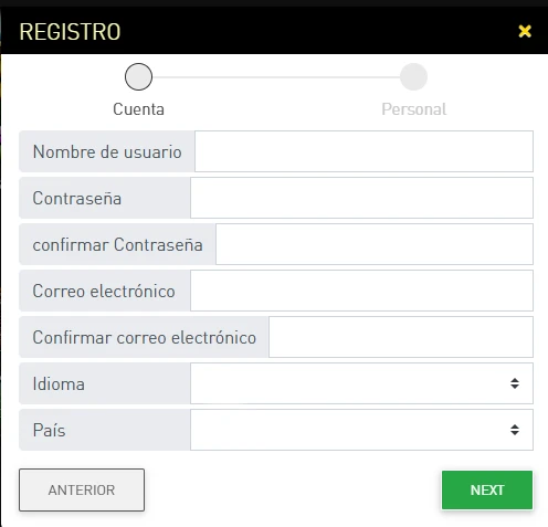 Formulario de registro para una nueva cuenta en Casino770 Casino